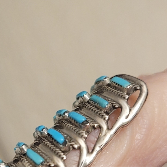 Native American Zuni Petit Point Sleeping Beauty Turquoise Ring - Picture 2 of 14